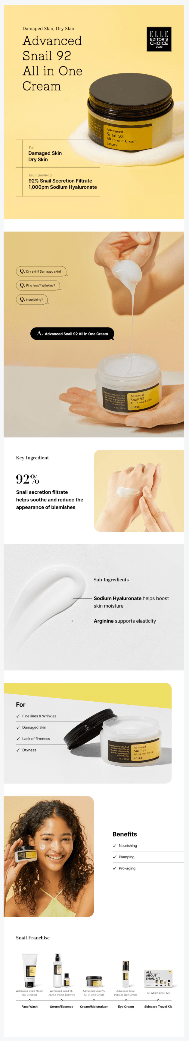 COSRX Advanced Snail 92 All In One Cream 100mL detail 1