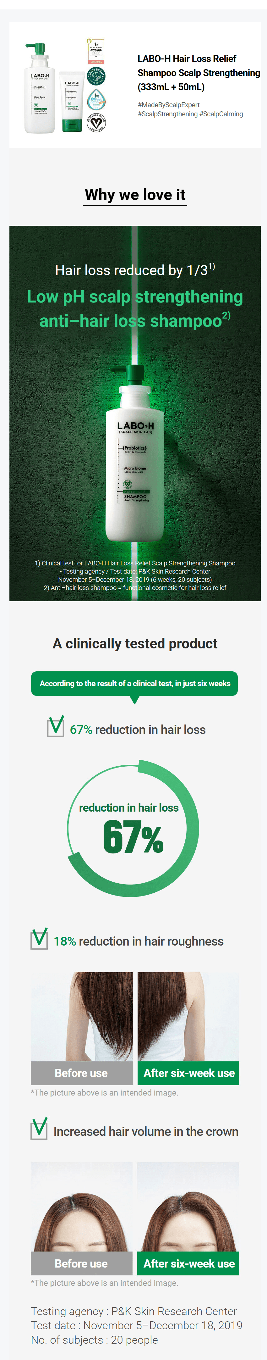 LABO-H Scalp Strengthening Shampoo Hair Loss Care 333mL (+50) detail 1