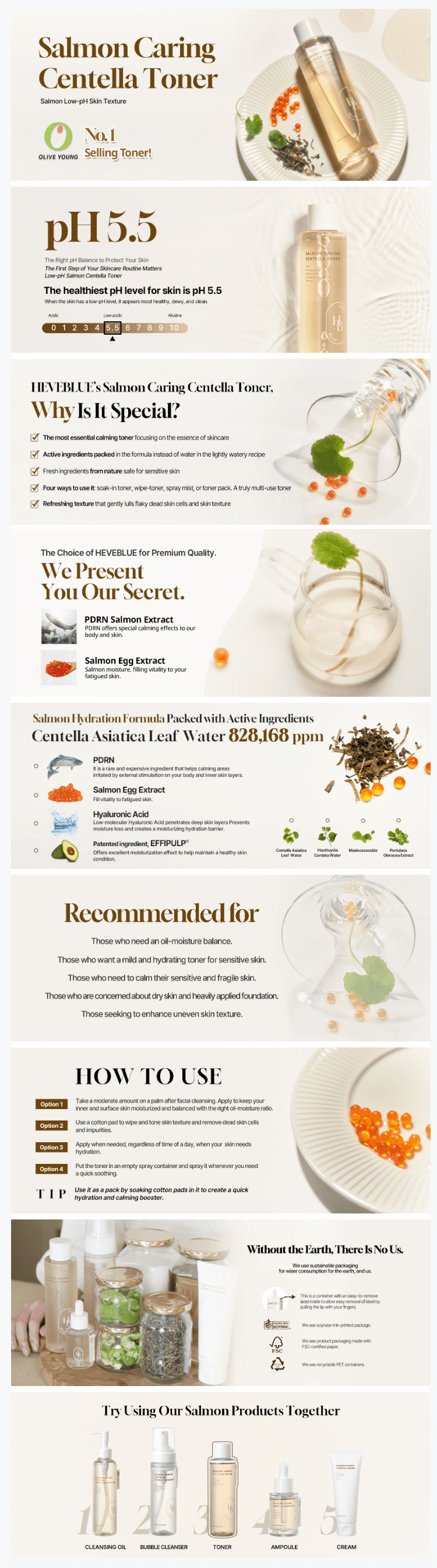  HEVEBLUE Salmon Caring Centella Toner Set detail 1