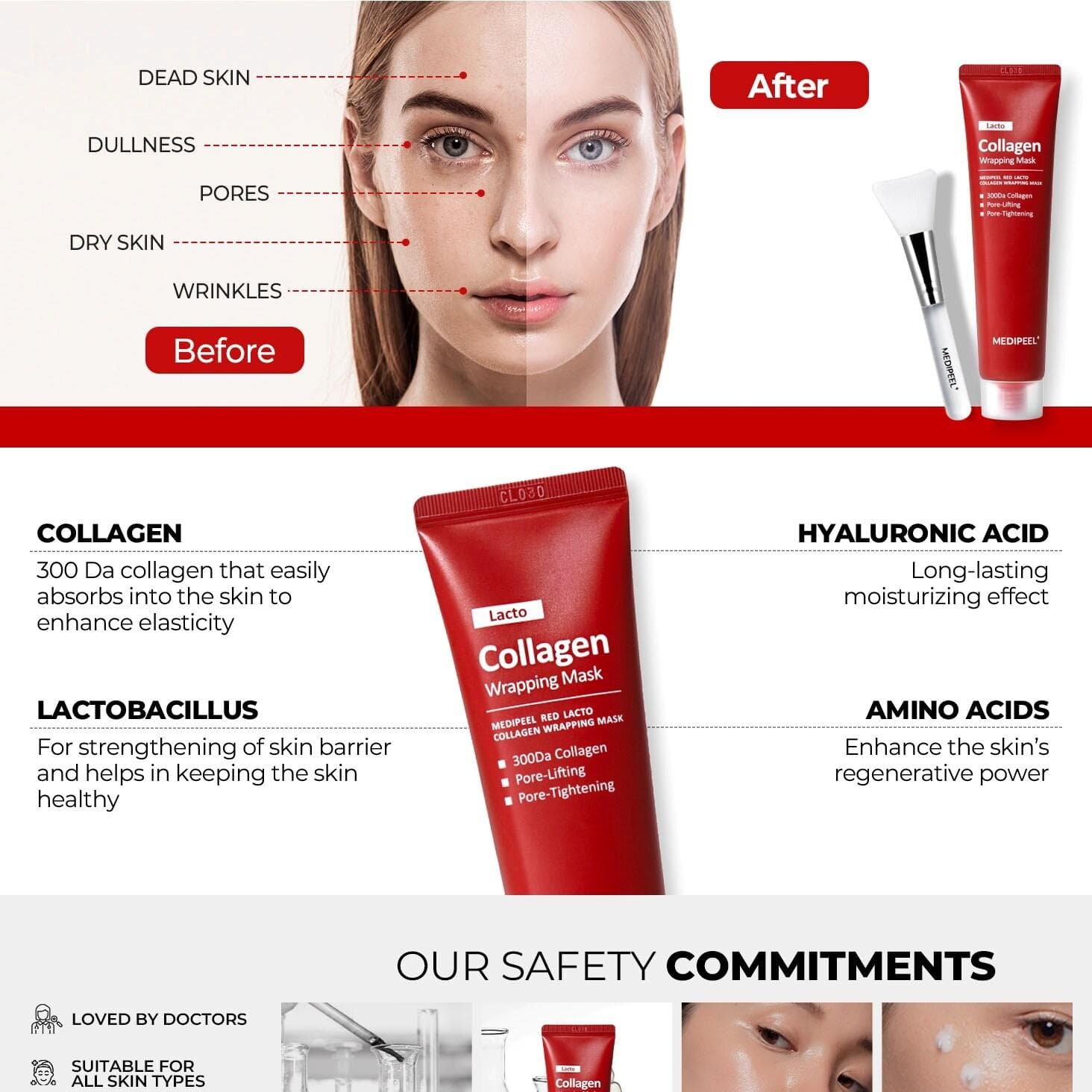 Red Lacto Collagen Wrapping Mask detail 1