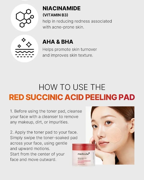 MediCube Red Succinic Acid Peeling Pad 70 sheets detail 3