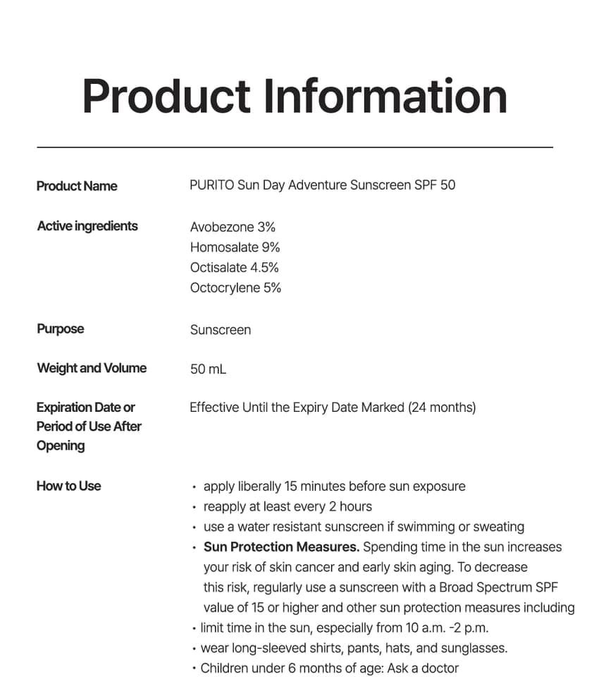 Purito Seoul Sun Day Adventure Sunscreen Broad Spectrum SPF 50 detail 15