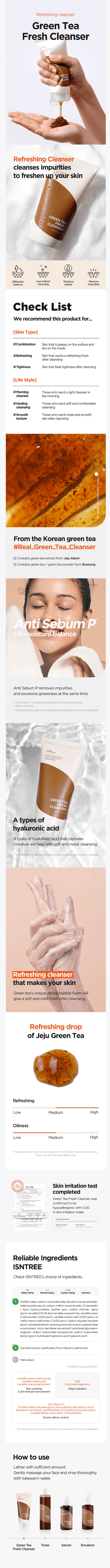 Isntree Green Tea Fresh Cleanser detail 1