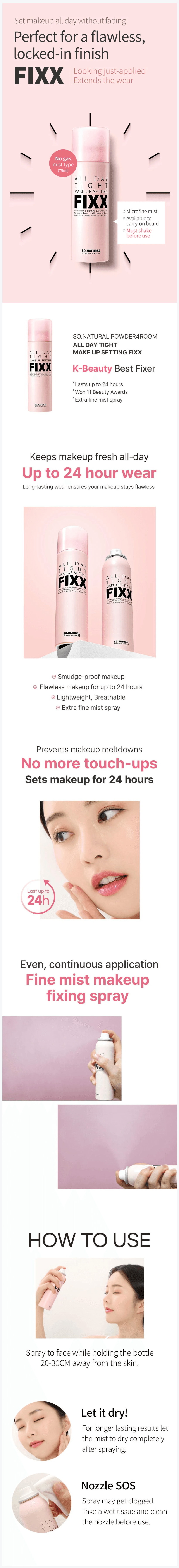 SO NATURAL ALL DAY TIGHT MAKE UP SETTING FIXER 75ml (No-gas Type) detail 1